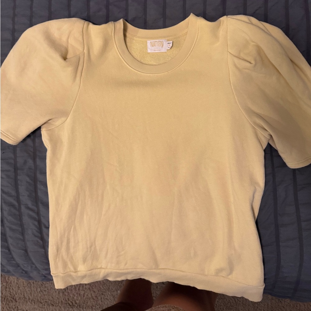 NATION Yellow Short Sleeve Tee with Puffed Sleeves